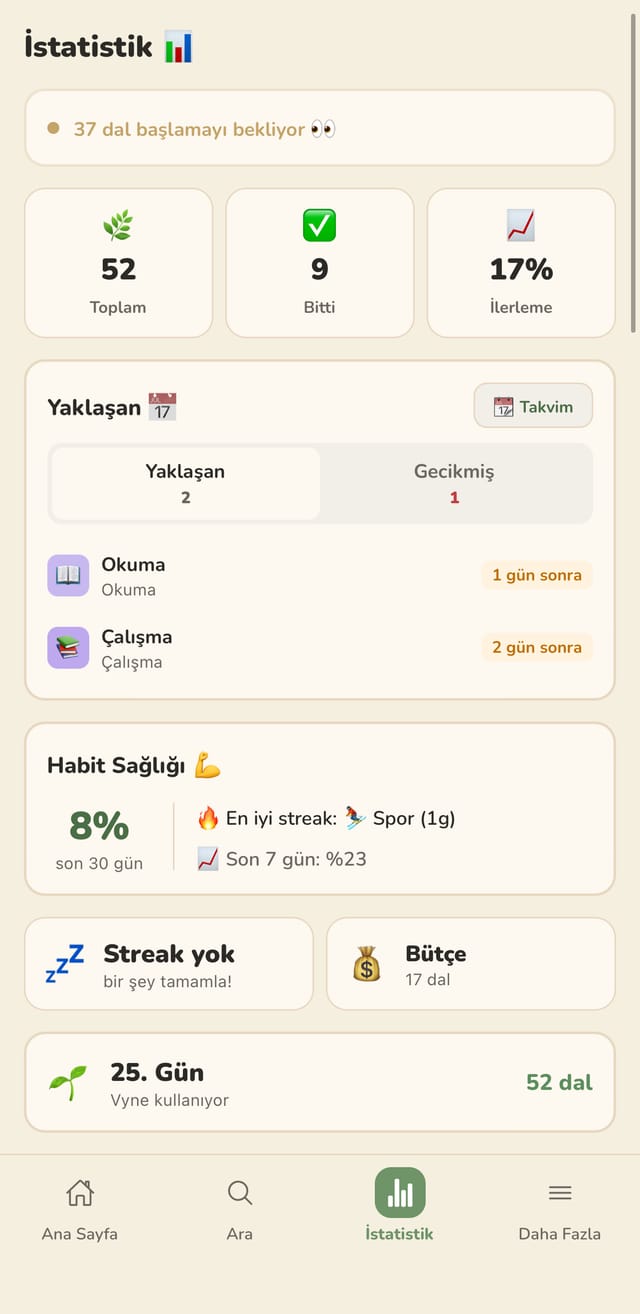 Kategoriye göre ilerleme ve seriler