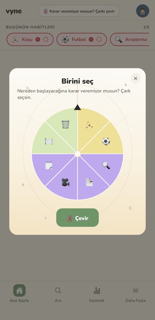 Karar veremeyince alışkanlık seçen çark